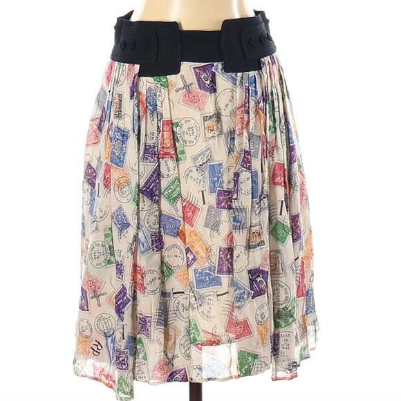 Anthropologie Edme & Esyllte Postage Stamp Skirt